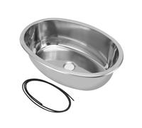 ANKROYU Fregadero de Acero Inoxidable Encastrable, Fregadero Ovalado para Cocina de Autocaravanas y Yates, Lavabo con Orificio de Drenaje, para Cocina y Baño, Tamaño 393 x 273 mm