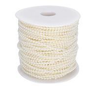 ANKROYU Guirnalda de Perlas de imitación, Hilo para Manualidades, decoración, Perlas de plástico para Bodas, Fiestas y decoración del hogar, 3 mm, Rollo de 50 Metros, Elegante y BR (Beige)
