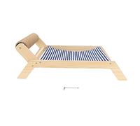 ANKROYU Hamaca para Gatos con Estructura de Madera de Primera Calidad, diseño antivibración, Tumbona de Lona Suave, Cama elevada con rascador para Gatos de Interior, Apta para Toda (Cama Enrollable