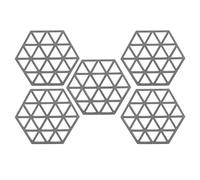 ANKROYU Hexagon Silicone Placemats Heat Insulation Non Slip Dish Cup Bowl Mats for Dining Table Kitchen Home 5 Pack Durable Easy Clean 16x14cm (Gris)