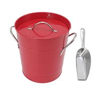 ANKROYU Ice Bucket Round with Ice Shovel Galvanized Sheet Plastic Beer Chiller Bin for Bar Home Party Outdoor Camping Picnic Summer BBQ (Rojo)