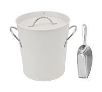 ANKROYU Ice Bucket Round with Ice Shovel Galvanized Sheet Plastic Beer Chiller Bin for Bar Home Party Outdoor Camping Picnic Summer BBQ (Blanco)