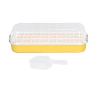 ANKROYU Ice Cube Tray with Bin 24 Grids Food Grade Silicone Easy Release Ice Cube Making Mold for zer Whiskey Cocktails Home Bar Party (Amarillo)