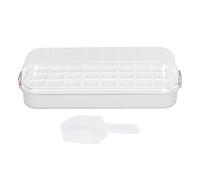 ANKROYU Ice Cube Tray with Bin 24 Grids Food Grade Silicone Easy Release Ice Cube Making Mold for zer Whiskey Cocktails Home Bar Party (Blanco)