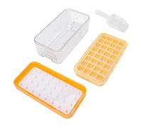 ANKROYU Ice Cube Tray With Lid And Storage Box Food Grade Silicone Ice Maker Mold For Whisky Cocktails Home Kitchen Easy Demoulding Durable BPA (Amarillo)