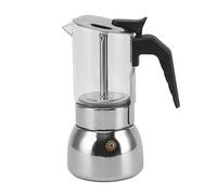 ANKROYU italiana de 3 tazas con tapa de vidrio para estufa con vidrio de borosilicato y base de acero inoxidable para los amantes del espresso, uso doméstico, cocina y oficina (4 taza)