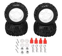 ANKROYU Juego de 4 neumáticos de goma RC de 82 mm y llantas de 5 radios, neumáticos todoterreno de primera calidad para coche RC a escala 144001 1/14, construcción de plástico de g (Blanca)