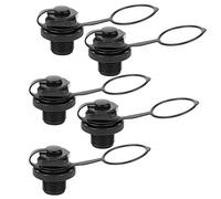 ANKROYU Juego de 5 boquillas de válvula de Aire 2 en 1 para Bote Inflable, Kayak, Canoa, Piscina, balsa, Bote de Goma, Material de PVC, Boquilla de Tornillo sin Bas (Negra)