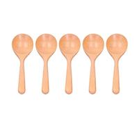 ANKROYU Juego de 5 cucharas de madera hechas a mano de madera de haya para mezclar utensilios de cocina, mango largo, sopa, gachas, cucharas redondas para cocina, hornear, uso en e (Cuchara de color