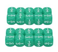 ANKROYU Juego de Dados de fracción de 20 Piezas Herramienta de Aprendizaje de matemáticas multifacética para Actividades en el Aula y Juegos de Mesa Dados educativos de plástico co (Verde)