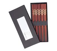 ANKROYU Juego de palillos de madera, 5 pares, hechos a mano, reutilizables, de sándalo rojo natural, palillos de cocina para comedor asiático, restaurante, uso doméstico, 23 cm