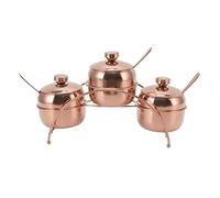 ANKROYU Juego de tarros de condimentos de acero inoxidable 304 con tapas, cucharas y estante de almacenamiento, 3 recipientes de sal y azúcar para cocina, restaurante, camping, al (oro rosa)