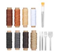 ANKROYU Kit de costura de cuero profesional, 24 piezas, juego de herramientas para manualidades de cuero con agujas, hilo de cera, cincel para reparación de cuero, proyectos artesa