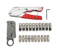 ANKROYU Kit de herramientas para engarzar cables coaxiales Juego de compresión coaxial profesional con herramienta peladora 10 adaptadores de conectores RG6 tipo F para TV satelita