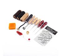 ANKROYU Kit de herramientas para manualidades de cuero, 13 piezas, agujas profesionales para coser a mano, punzón para costura de cuero, proyectos de bricolaje, mango de madera, pu