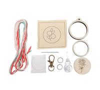 ANKROYU Kit de llavero de aro de bordado, pequeño colgante de aro de punto de cruz de madera con materiales completos para amantes de las manualidades y principiantes creativos