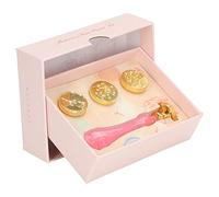 ANKROYU Kit de sellos de cera vintage desmontable 4 cabezales de sello con mango para invitaciones proyectos de manualidades elegante juego de cera de sellado acabado dorado brilla (Polvo de