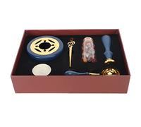 ANKROYU Kit de Sellos de Sellado de Cera Estilo Vintage Juego Completo con Mango de Madera Sello de Aleación Cuchara Calentador de Cera para Cartas Invitaciones Favores de Boda Azu