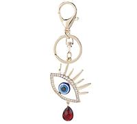 ANKROYU Llavero de diamantes de imitación con colgante de lágrimas de ángel rojo y mal de ojo turco azul, llavero de joyería de moda para bolsos de mujer, bolsos y decoración del h