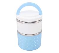 ANKROYU Lunch Box Insulated Stainless Steel Double Layer Anti Leakage Food Container with Handle Easy to Clean Thermal Lunch Box for Work School Students Office Adults Large Capac (Azul)