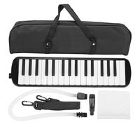ANKROYU Melódica Instrumento de viento profesional de 32 teclas con teclas estilo piano para principiantes Estudiantes Amantes de la música ABS Tecla blanca negra mate Base platead (Negra)