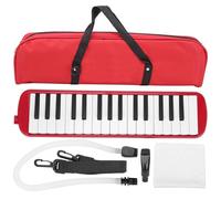 ANKROYU Melódica Instrumento de viento profesional de 32 teclas con teclas estilo piano para principiantes Estudiantes Amantes de la música ABS Tecla blanca negra mate Base platead (Roja)