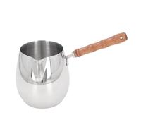 ANKROYU Mini calentador de leche de acero inoxidable 304, calentador de mantequilla con mango de madera, pico vertedor preciso para café, arte, hogar, cocina, camping al aire, coc (600 ml)