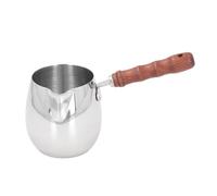 ANKROYU Mini calentador de leche de acero inoxidable 304, calentador de mantequilla con mango de madera, pico vertedor preciso para café, arte, hogar, cocina, camping al aire, coc (300 ml)