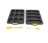 ANKROYU Mini Pan de pan Partita Perforado Anti Stick Silicona Pan de pan de pan francés juego con 9 cuadrículas 4 cuadrículas raspador de cepillos para hornear en la cocina casera