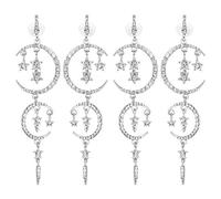 ANKROYU Moon Star Earrings Romantic Fashion Jewelry Alloy Diamond Elegant Dangling Earrings for Women Girls Holiday Party Date Night Gift 2 Pairs (Blanco)