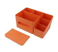 ANKROYU Organizador de cajas de pañuelos con plástico tapa exquisita organizador de escritorio de seda de superficie lisa para la decoración de la oficina en el hogar baño (Azul) (Naranja)