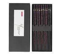ANKROYU Palillos de madera de estilo japonés, flores impresas doradas, reutilizables, juego de palillos tradicionales y elegantes para familiares y amigos, material de regalo, long
