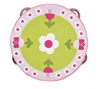 ANKROYU Pandereta de madera de 15 cm, campana de tambor de mano, instrumento de percusión musical, agitador de ritmo portátil colorido para adultos, fiestas, canto, baile, 4 opcion (Todas las flores