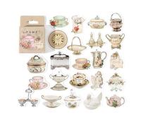 ANKROYU Pegatinas de té vintage 46 piezas autoadhesivas pegatinas de café retro para álbumes de recortes, diarios, manualidades, pegatinas de papel decorativas, decoración multiuso