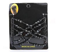 ANKROYU Peineta mágica elástica de doble peineta con cuentas, accesorio para el cabello de plástico duradero para mujeres y niñas de todo tipo de cabello. Colores: negro, café, mor (Negro)