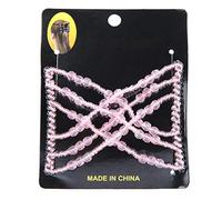 ANKROYU Peineta mágica elástica de doble peineta con cuentas, accesorio para el cabello de plástico duradero para mujeres y niñas de todo tipo de cabello. Colores: negro, café, mor (rosa)