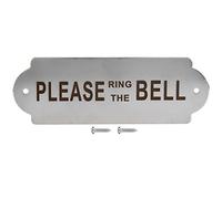 ANKROYU Placa de Puerta de Acero Inoxidable con Texto, Letrero Universal Profesional para Puerta de Casa, Cartel Decorativo para Puerta de Hogar o Negocio(POR FAVOR TOCA LA CAMPANA)