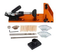 ANKROYU Plantilla de orificio de bolsillo Guía de broca oblicua de 15 grados Kit de herramientas para trabajar la madera con construcción de aleación de aluminio Localizador de ori