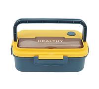 ANKROYU Plastic 3 Compartment Lunch Box 1000ml Microwave Safe Box With Handle For Kids Adults Students Office Worker School Picnic Lightweight Stylish Food Grade Container (Azul elegante)