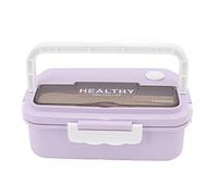 ANKROYU Plastic 3 Compartment Lunch Box 1000ml Microwave Safe Box With Handle For Kids Adults Students Office Worker School Picnic Lightweight Stylish Food Grade Container (Taro morado)