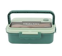 ANKROYU Plastic 3 Compartment Lunch Box 1000ml Microwave Safe Box With Handle For Kids Adults Students Office Worker School Picnic Lightweight Stylish Food Grade Container (Matcha verde)