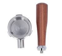 ANKROYU Portafiltro sin fondo de 58 mm Mango de madera maciza de primera calidad Cesta de acero inoxidable Portafiltro de espresso desmontable de 3 orejas para cafeteras Barsetto H (Mi clásico