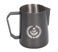 ANKROYU Professional Frothing Jug Pitcher 600ml Stainless Steel Milk Frother Cup with Eagle Spout Barista Grade Milk Frothing Pitcher for Latte Art and Cappuccino Making (Negro plateado)