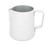 ANKROYU Professional Milk Frothing Pitcher 380ml Stainless Steel Barista Grade Frother Cup with Pointed Spout for Latte Art Coffee Tea Making Home Cafe Use Durable 304 Food Safe Ma (Blanco)