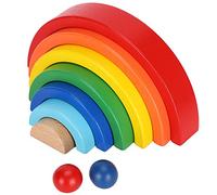 ANKROYU Rainbow Stacker Bloques de construcción de Madera, Rompecabezas Educativo Colorido para niños pequeños, Juego Seguro de Bloques no de Madera para Aprender y Jugar con 7 sem