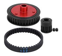 ANKROYU RC Belt Gear Caja de cambios Juego de tornillos de correa Aleación de aluminio de alto rendimiento Goma Durable Kit de actualización de transmisión de transmisión silencios (negro)