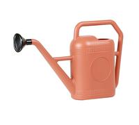 ANKROYU Regadera grande de 5 litros con pico largo, hervidor de agua para jardín con cabezal rociador para plantas de interior y exterior, plástico grueso, duradero y ligero (Rojo ladrillo)