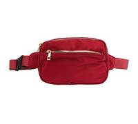 ANKROYU Riñonera de Tela Oxford Impermeable, de Gran Capacidad, Moderna, con múltiples Bolsillos, para Correr, Senderismo, Viajes, Entrenamiento y Deportes al Aire Libre. (Negro) (Vino Rojo)