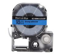 ANKROYU Rollos de repuesto de cinta de etiquetas PET de primera calidad, duraderos, resistentes al rayado por aceite y alcohol, para etiquetadoras KingJIM SR230C SR530C SR550C de l (Fondo azul de 18