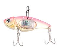 ANKROYU Señuelo de Pesca submarina, Cebo Duro de Metal con Ojos de Doble Color de Luces, Cebo de Agua Dulce de Agua Salada 80 mm para Halibut de Lucio de salmón (Rosa)